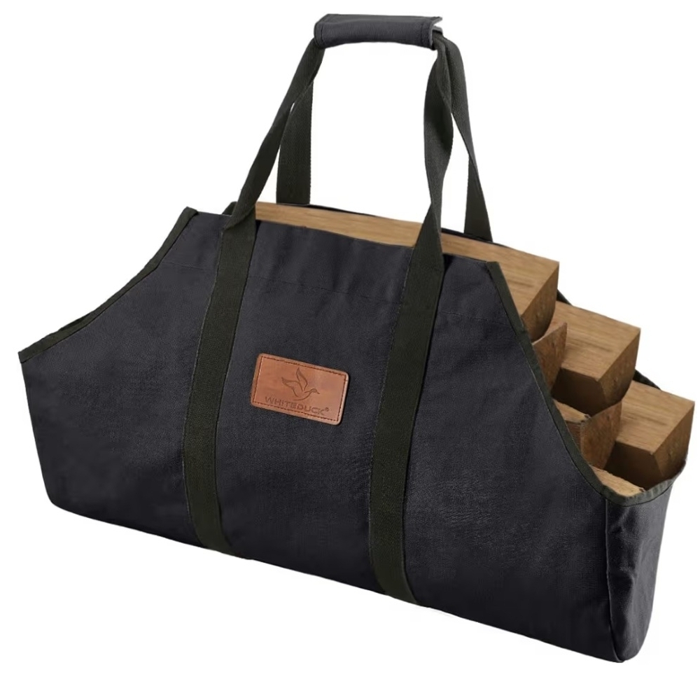 Black Canvas Firewood Carrier by